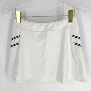 L'Oeuf Poché Baseline Tennis Skort White with Navy Sports Stripes Size Small